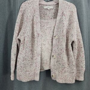 LOFT Women's Pink Speckled Sweater